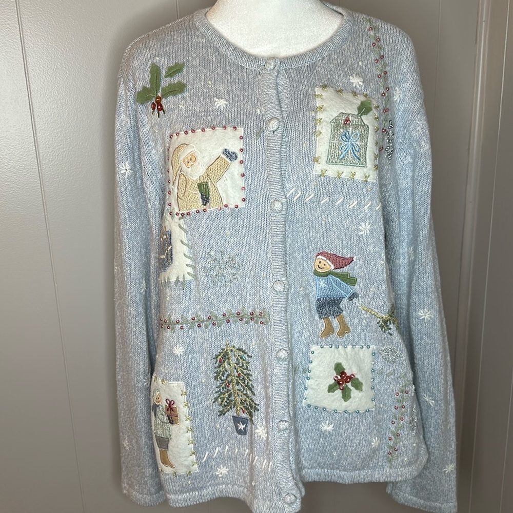 Erika Beaded Festive Christmas Winter Cardigan Sweater